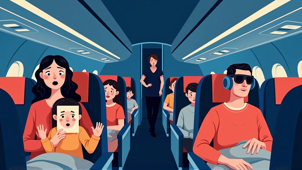 「A、P、P、L、E、アップル！」照明の落ちた満席便で30分続いた音読練習、休憩を頼んだ私が悪いの？